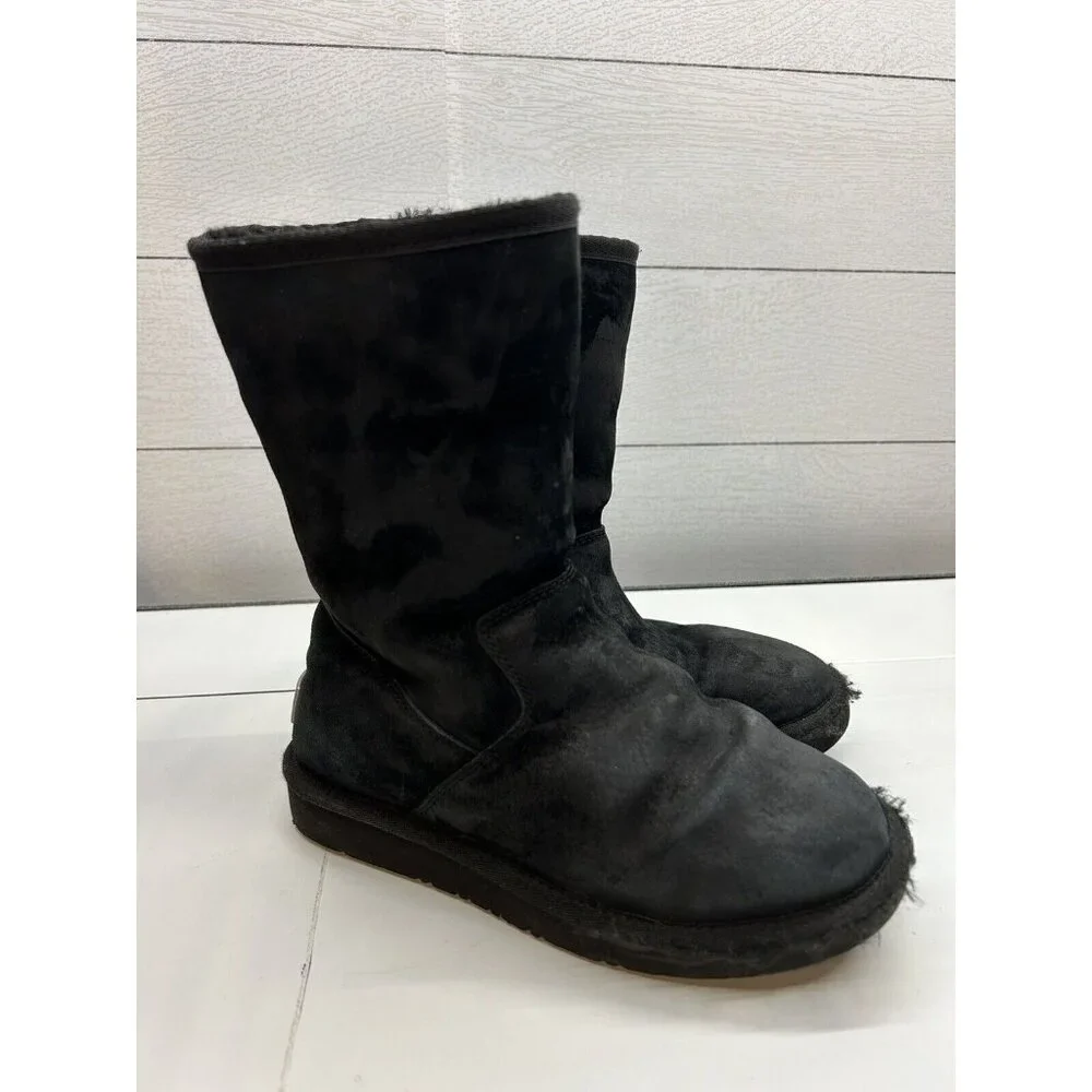 UGG Australia PIERCE 1006031 US 5M EUR‎ 36 Black Suede Sheepskin Winter Boots